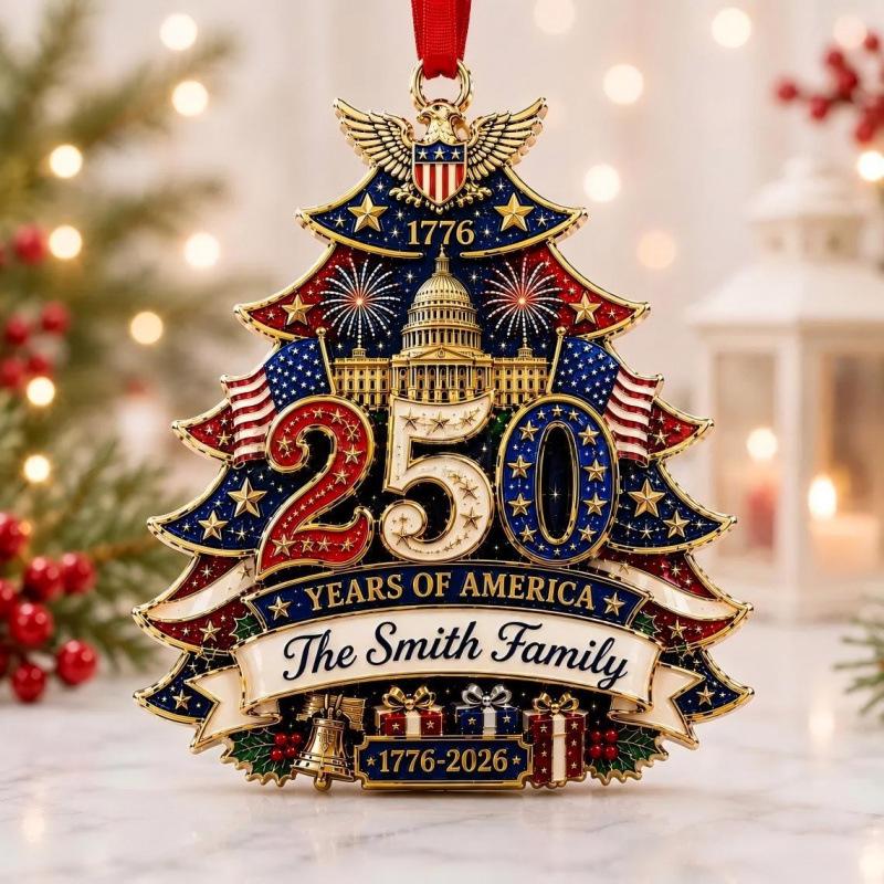 Patriotic Theme Acrylic Christmas Ornaments for the 250th U.S. Anniversary
