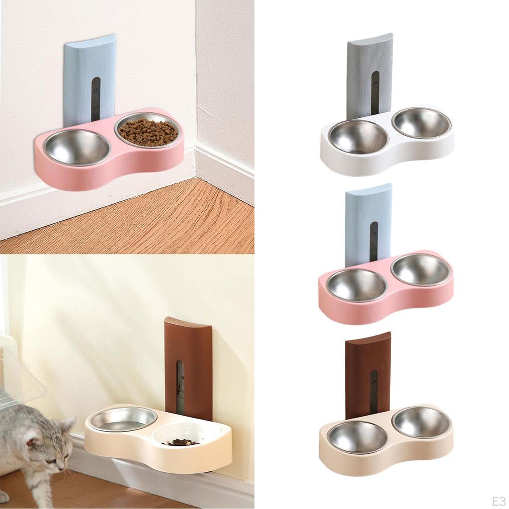 Double Cat Bowl, Multi-Function Raised Feeder Decoration Drinking Bowl Wall Mounted Watering
