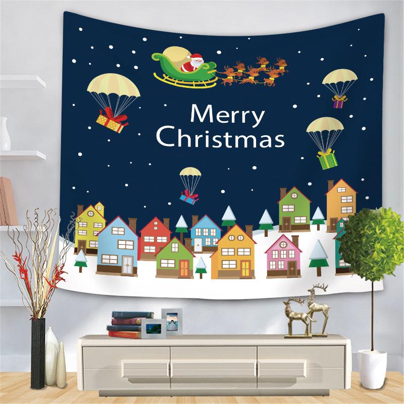 Weihnachtsserie Wandteppich Digital bedrucktes Hängetuch Schneemann Elch Wandteppich