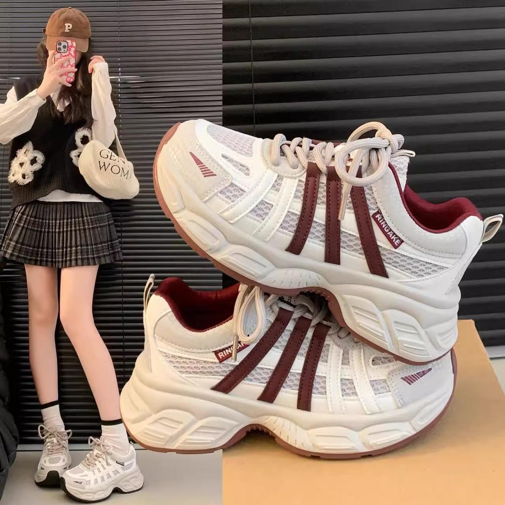 2025 spring new dad shoes women's platform versatile lightweight super fire sports casual shoes mesh breathable running shoes