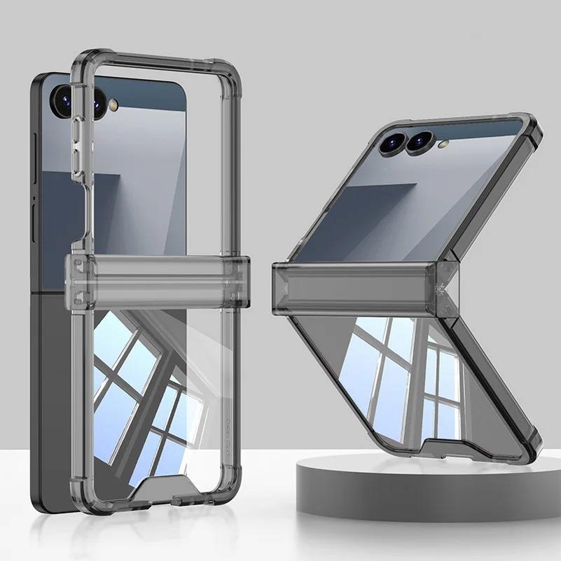 All-inclusive Hinged Four-corner Anti-drop Phone Case for Samsung Galaxy Z Flip 7 FE 6 5 flip7 Transparent Shcokproof Back Cover