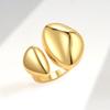 Double Oval Irregular Curved Ring Smooth Brushed Finish Minimalist Fashion Jewelry Band For Women