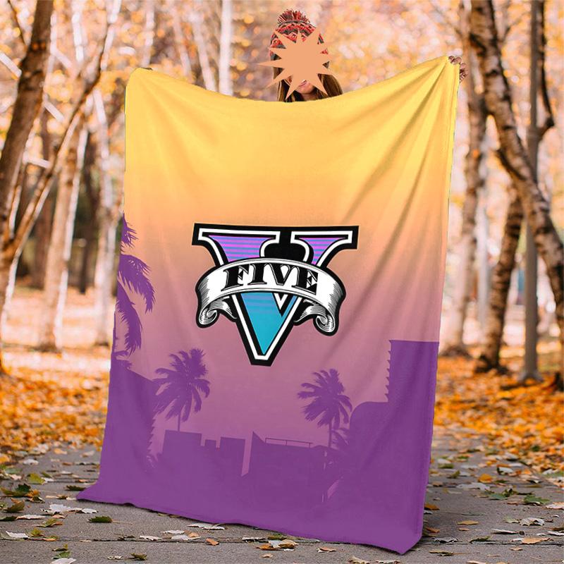 Gta Flannel Blanket Soft Warm All-Season Throw, Design for Camping, Car Travel, Hiking Sofa, Bed, Office Perfect Gift for Parties