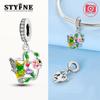 Charm Copper Hummingbird Flowers Heart Pendant Fits Plata Genuine Bracelet Women Jewelry Crafting Beautiful Gift