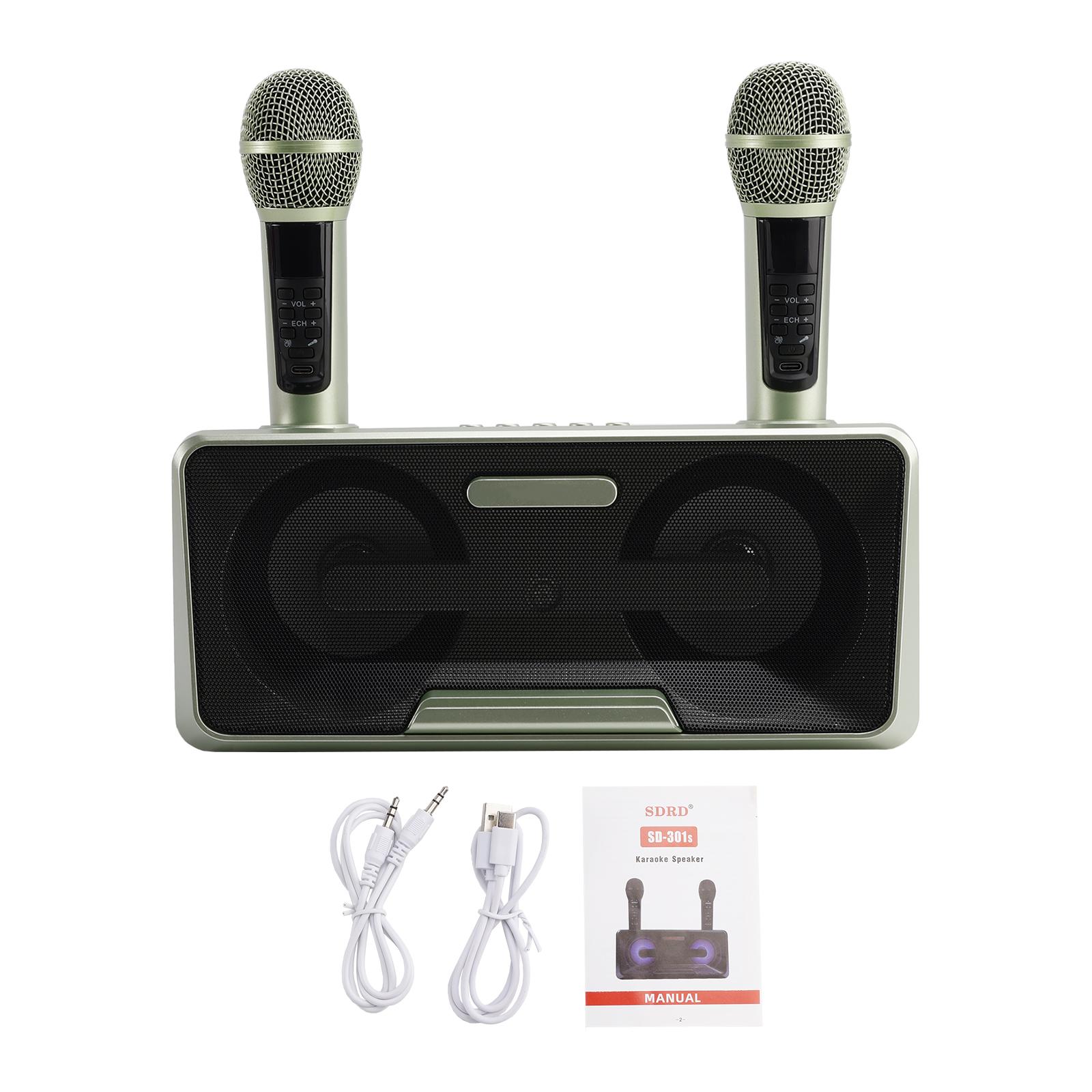 

Wireless Bluetooth Speaker Dual Microphone Karaoke All-In-One Outdoor Portable зелёный