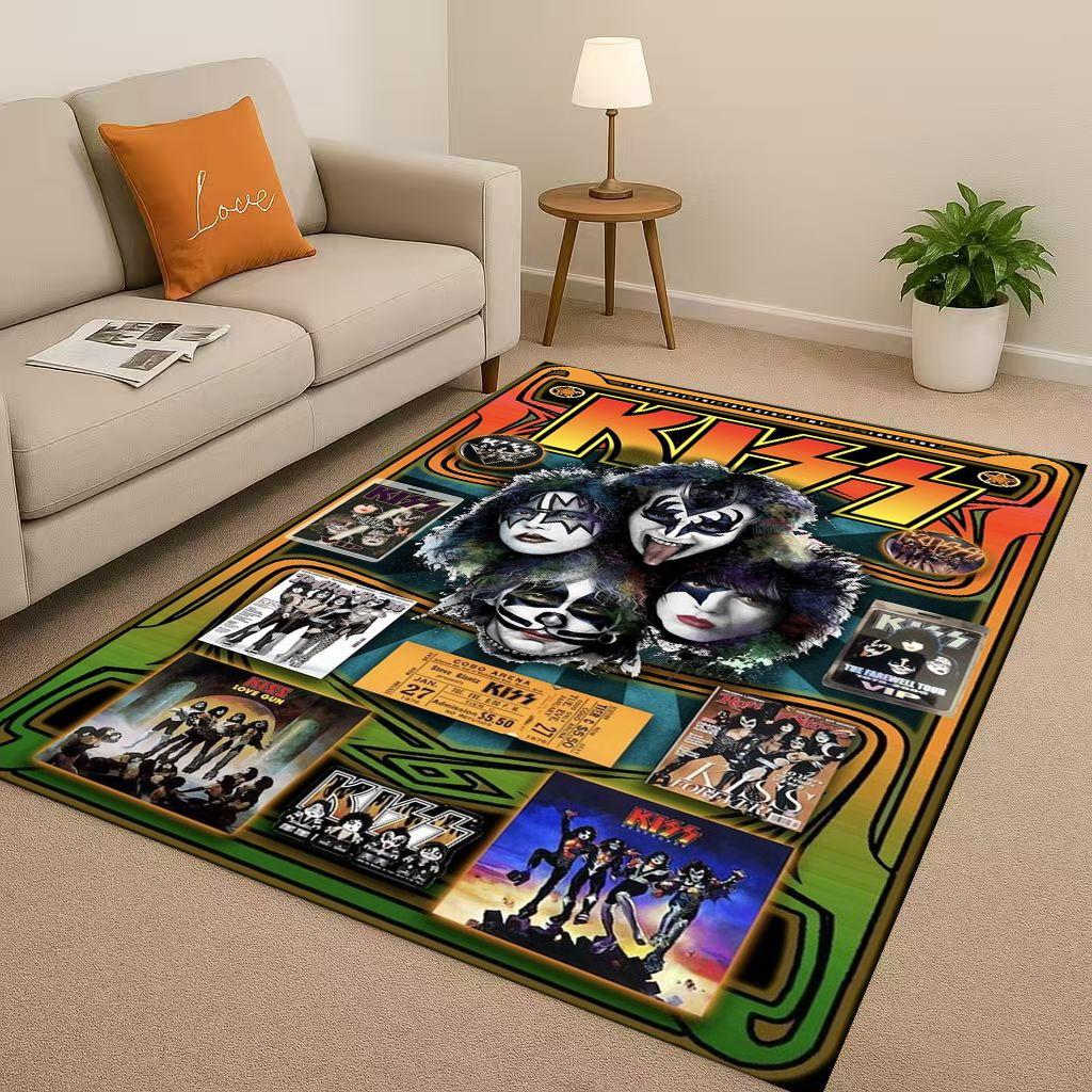 HD Kiss Rock Heavy Metal Band Gene Simmons Wohnzimmer Rutschfester Teppich für Schlafzimmer Spielzimmer Sofa, Heimdekoration Fußmatte