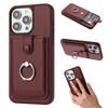 Leather With Cards Slot Phone Case For iPhone 16 15 14 13 12 Pro Max iPhone15 iPhone16 Plus Metal Ring Holder Wallet Back Cover
