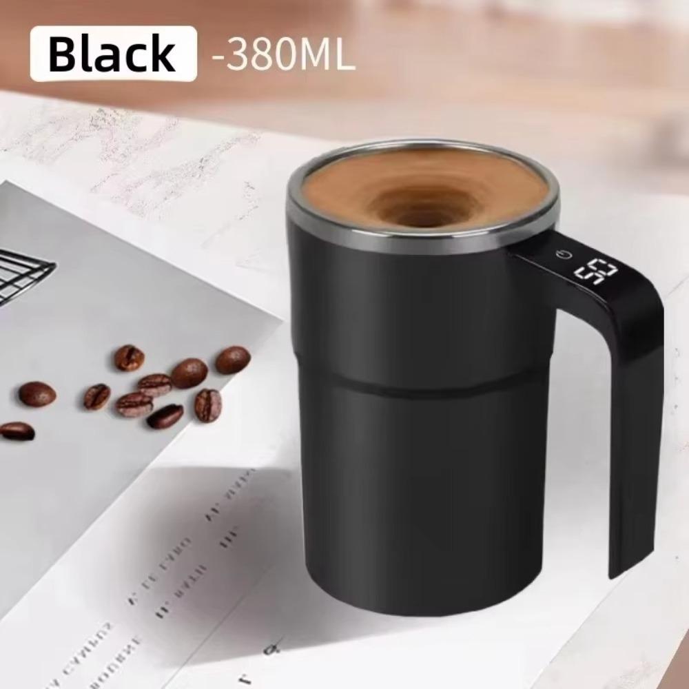

With Cover Mini Electric Coffee Cup 380ML USB Electric Mixing Cup for Coffee/Milk Black-380ml