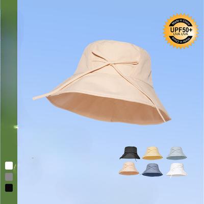 Quick Drying Bow Fisherman Hat Girl Summer Sun Protection Pot Hat Big Hat Brim Showing Face Small Travel Beach Hat