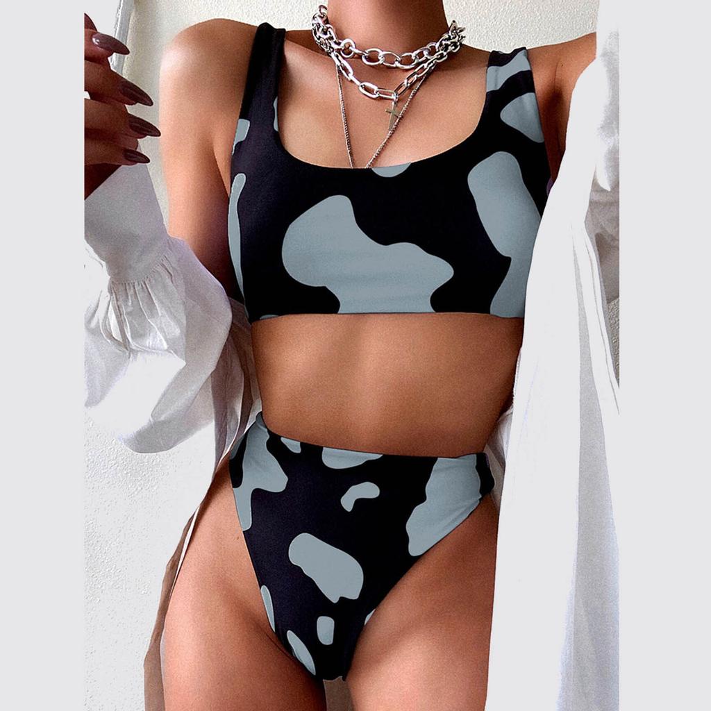 Women Cow Print Bikini Set Push-Up Brazilian Swimwear Beachwear Swimsuit