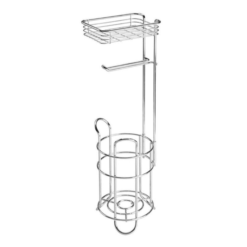Elegant Iron Standing Tissue Dispenser Large Capacity Modern Floor Mounted Toilet Paper Stand for Homes Office Or Travel