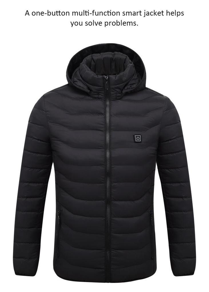 USB-Rechargeable Heated Winter Jacket - Men's 2/4/9-Piece Smart Heating Cotton Coat