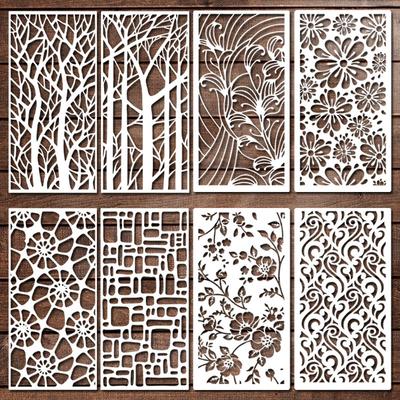Nový styl, 8 kusů, Textura, Šablona s květinovým motivem, DIY téma, Opakovaně použitelný, Kreativní malba, Dekorace umělecké desky, Nástroj pro ruční kopírování