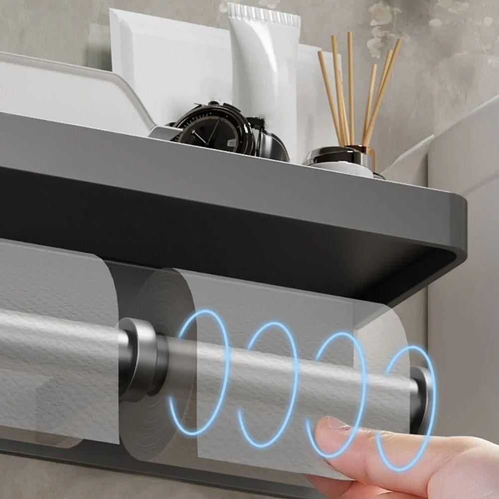 Rustproof Tissue Rack Aluminum Zinc Zinc Alloy Dual Roll Dispenser Sturdy Paper Roll Storage Shelf Apartment