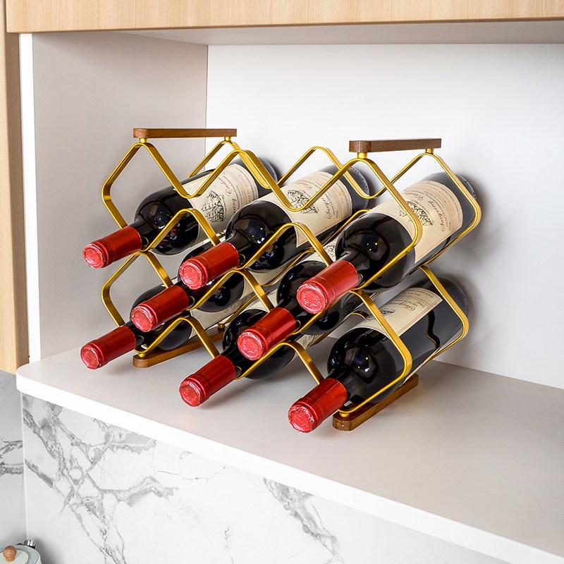 Elegant Checkered Red Wine Rack Ornament for Living Room Cabinet Storage