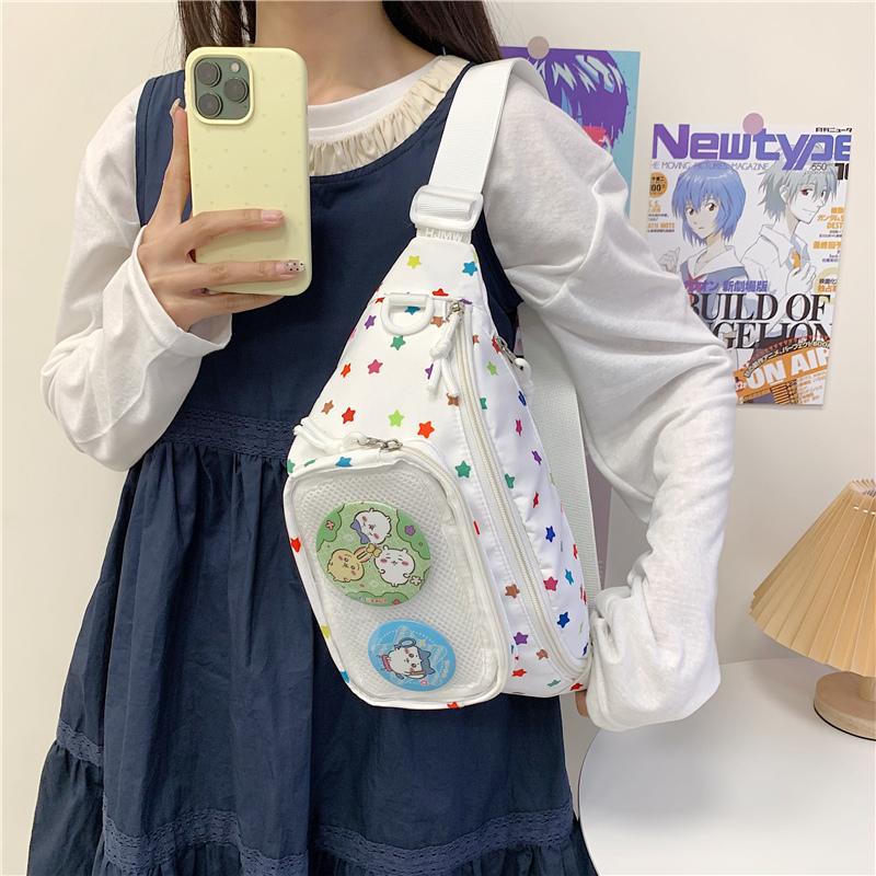 Women's Crossbody Bag Transparent Chest Bag Print Student Shoulder Bag