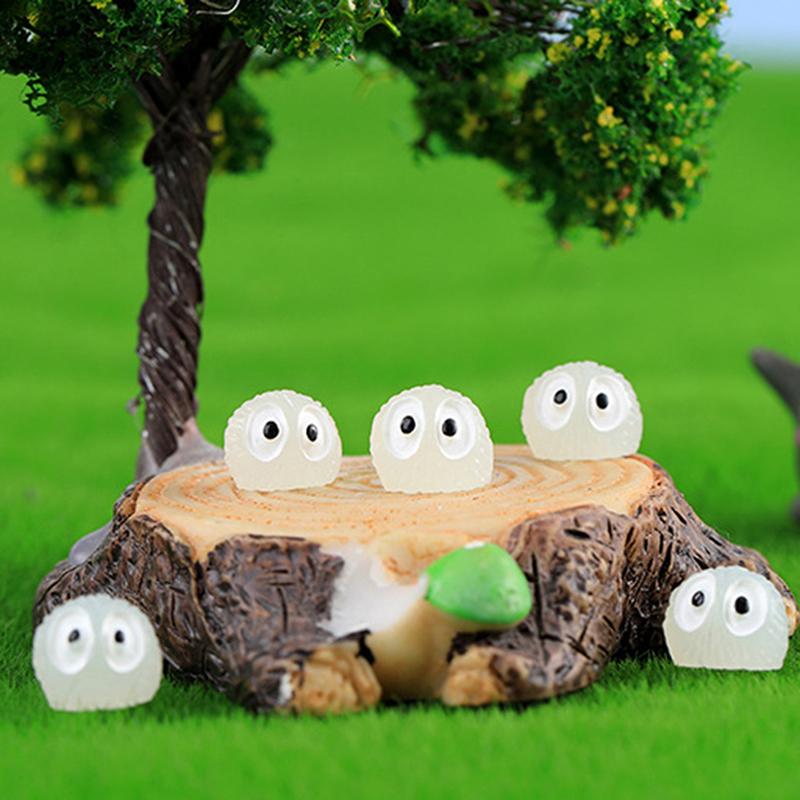 10Pcs Mini Luminous Briquettes Elfs Dust Sprite Micro Ornaments Small Coal Ball Glowing Potted Ornament Miniature Garden Decor