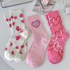 Pink Heart-shaped Mid-calf Socks for Women, Cute, Trendy and Versatile for All Four Seasons, Spring and Autumn Socks