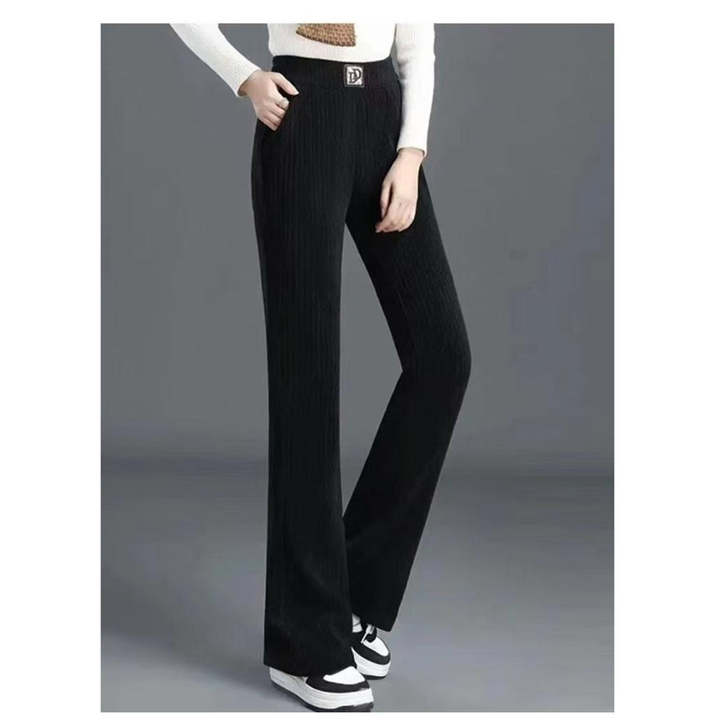 Jesienno-zimowe luźne spodnie z wysokim stanem o prostych nogawkach dla kobiet, spodnie z szerokimi nogawkami, spodnie casualowe dla kobiet