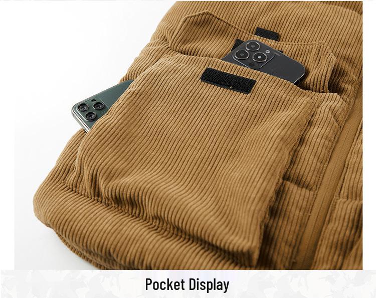 Men's Thickened Corduroy Vest - Fleece Lined, Stand Collar, Sleeveless, Plus Size, Warm Workwear Coat for Autumn/Winter
