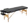Portable Massage Bed, Folding Spa Beauty Massage Table with 2 Sections, Carry Bag and Wooden Frame, Black