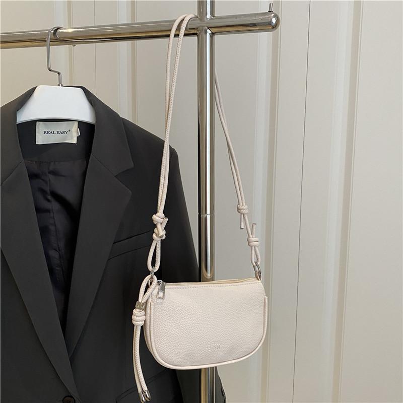 Simple Solid Color Lychee Texture Women Casual Shoulder Bag For Daily Use