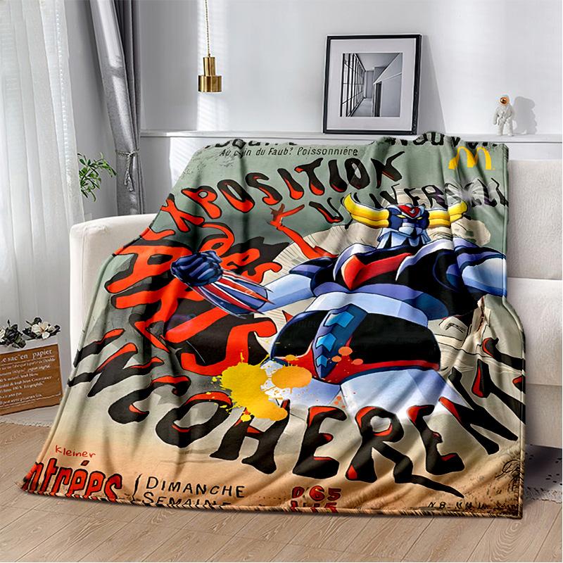 UFO Robot Grendizer Anime Cartoon Soft Plush Blanket,Flannel Blanket Throw Blanket for Living Room Bedroom Bed Sofa Picnic Kids