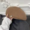 British Style Wool Beret Pure Color Retro Painter Hat Casual Octagonal Hat  Winter