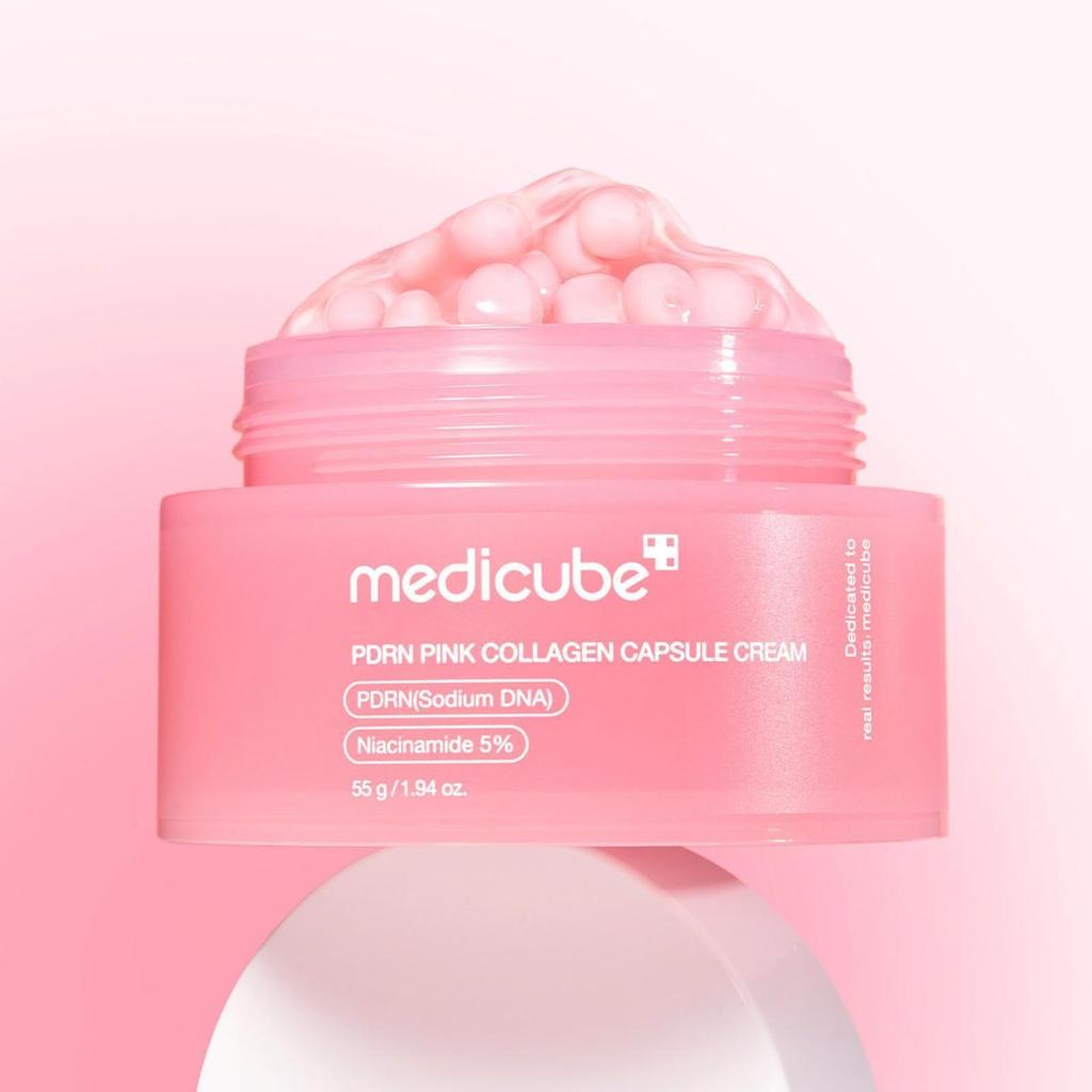 medicube PDRN Pink Collagen Capsule Cream 55g + Pink Peptide Ampoule 30ml Set + Free Mask Sheet