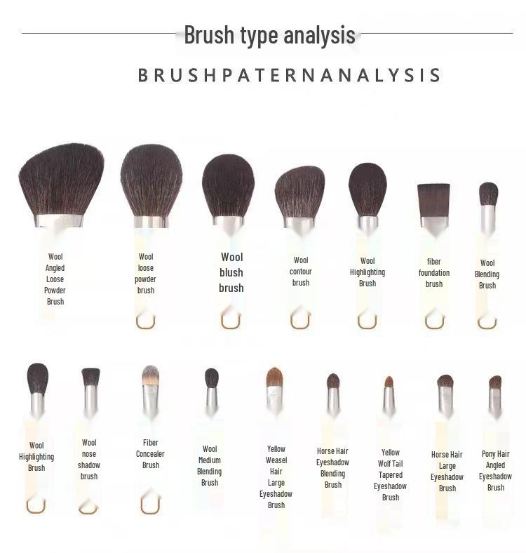 24-Piece Professional Animal Hair Makeup Brush Set for Artists - Real Wool Brushes