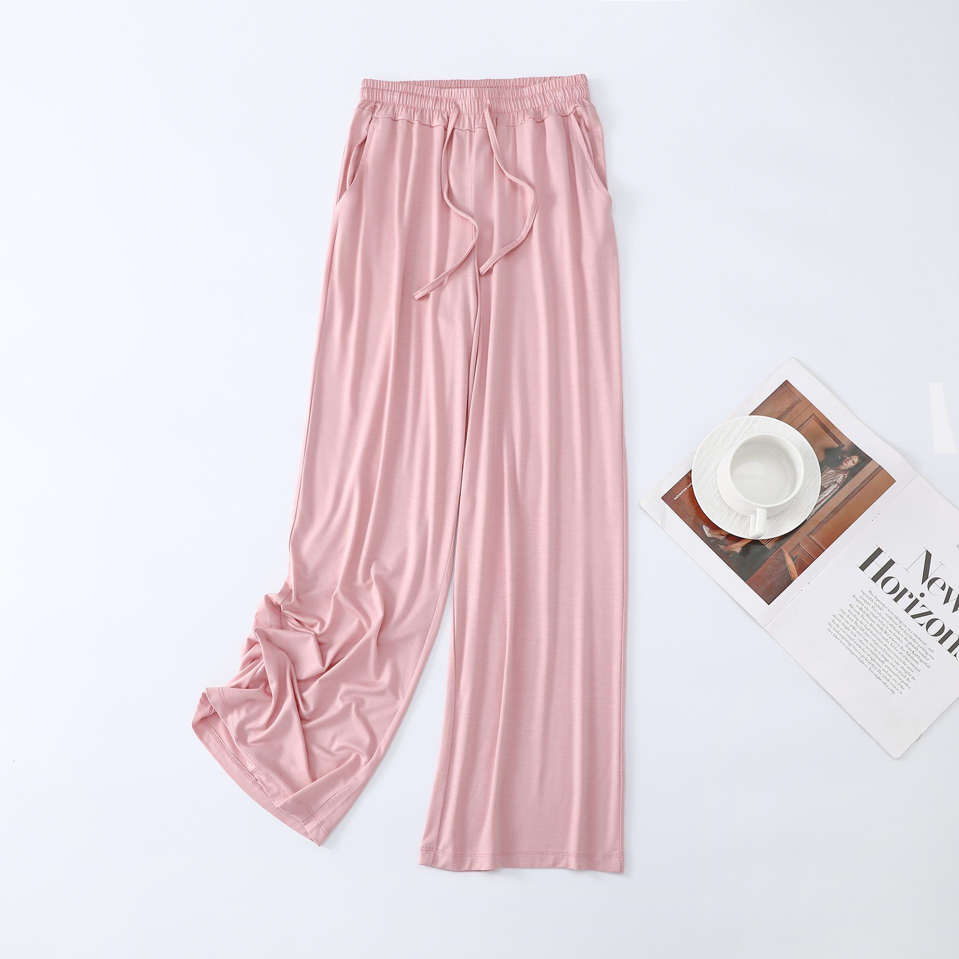 

«Летние тонкие широкие пижамные брюки в полоску — повседневные, свободные, универсальные, большого размера». M (45-60 kg)