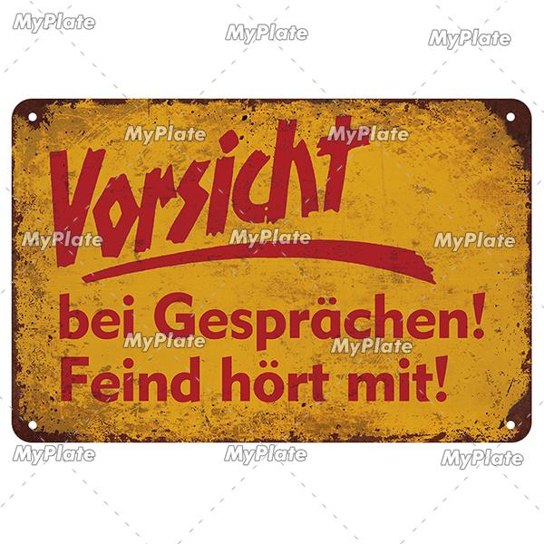 [MyPlate] German Vintage Vorsicsht Warning Metal Sign Plate Tin Sign Wall Decor For Bar Home Plaque Decoration Man Cave Poster