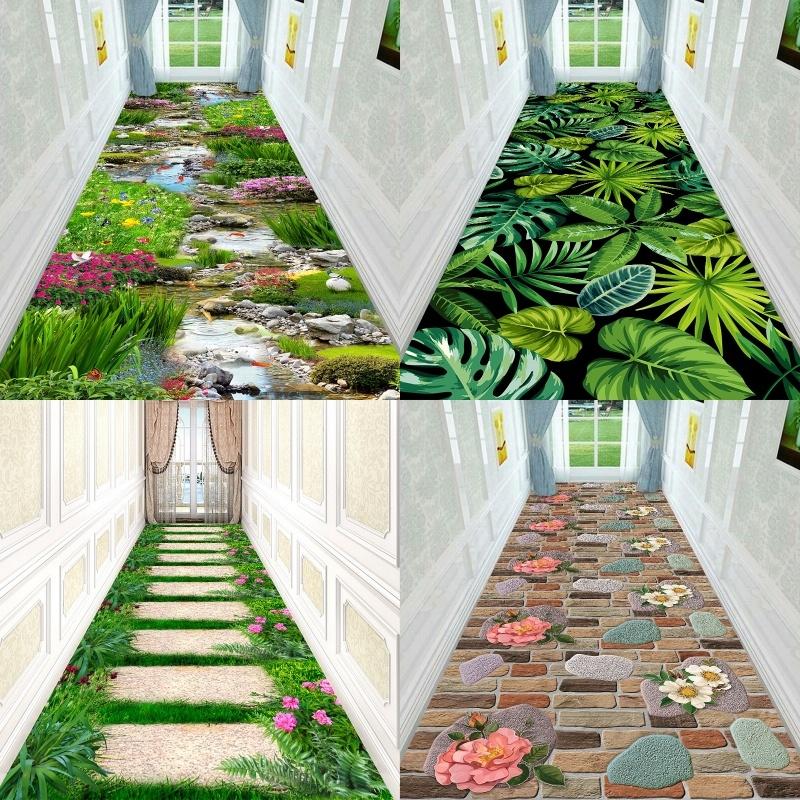 Tapetes Laváveis Antiderrapantes com Base de Borracha Tapete Passadeira Floral Macio para Corredores, Cozinha, Lavanderia, Quarto, Banheiro