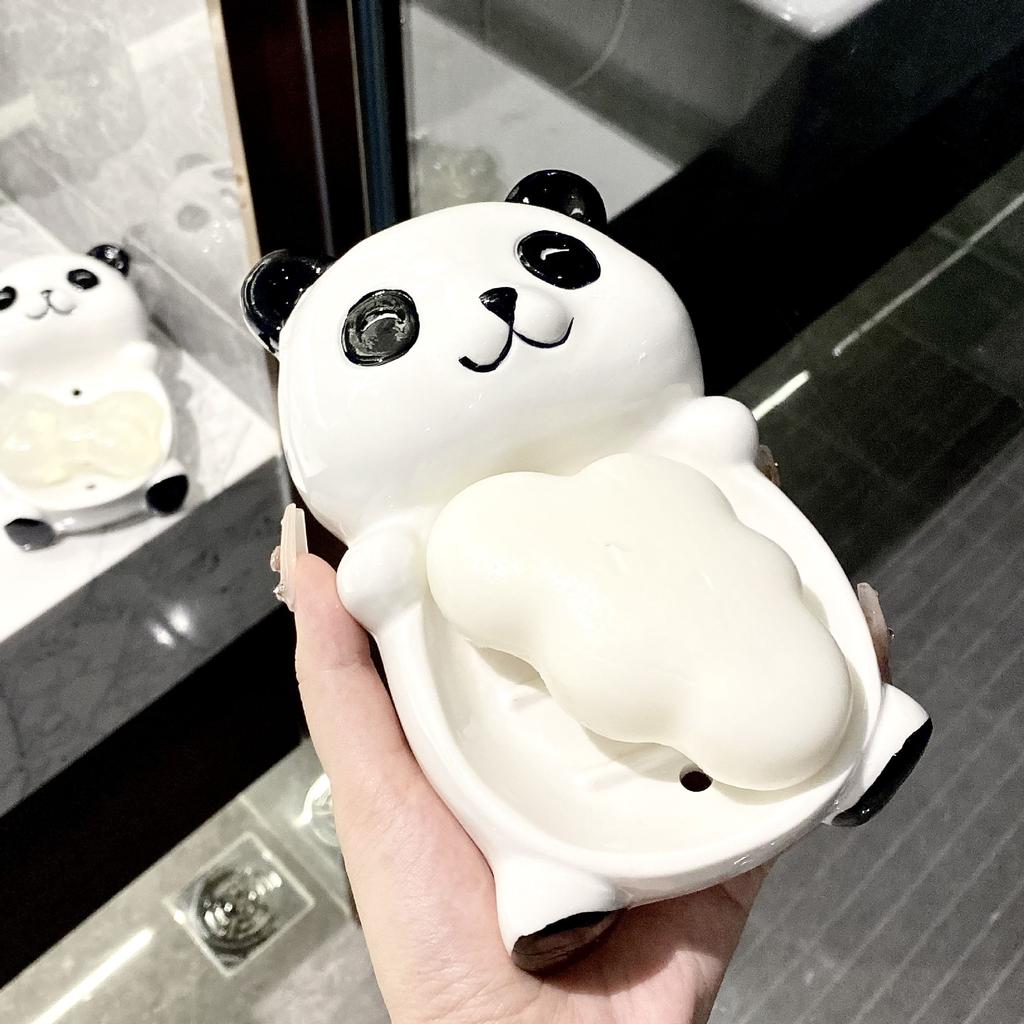 Creative Panda Drain Soap Box with No Water Accumulation Soap Box Standing No Punching Bathroom Toilet Soap Dish Home Use