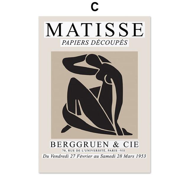 Henri Matisse Black Nude Coral Seaweed Boho Nordic Poster und Drucke Wand Kunst Leinwand Malerei Bilder für Wohnzimmer Dekor