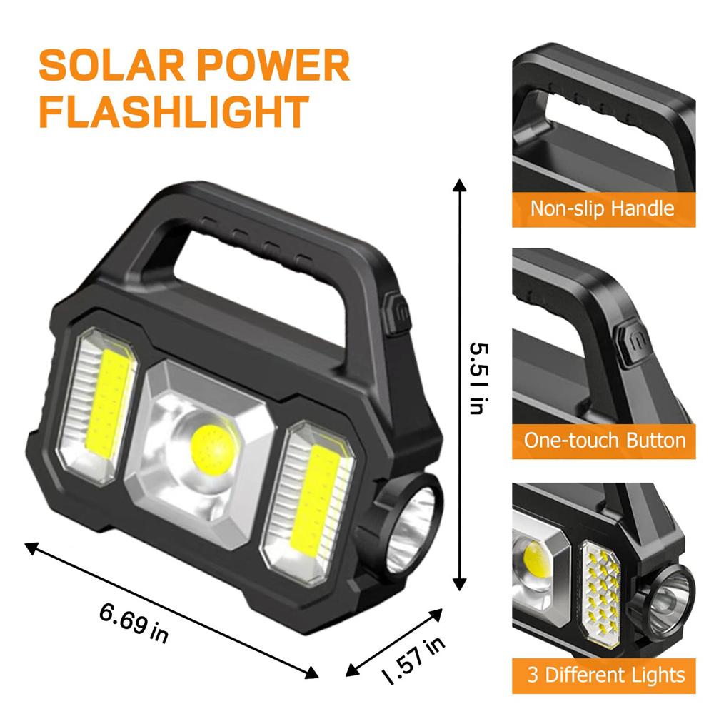 High Power Led Flashlights Rechargeable Camping Work Light Multi Functional Portable Light Solar Charging 6 Lighting Modes