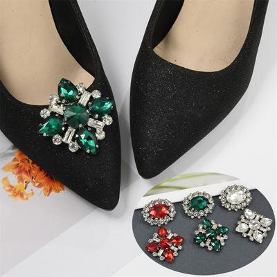 Fashion Shiny Metal Shoe Clips Crystal Removable Charm Buckle Rhinestones Bride Shoes Decoration Wedding