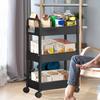 3 Layers Rolling Utility Cart With Handle Storage Trolley For Office, Living Room, Kitchen, Movable Storage Organizer With Wheel