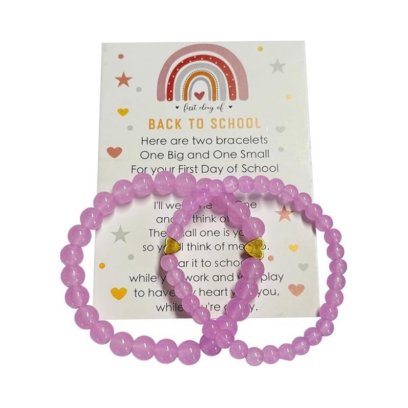 JYL TS Bracelet Parent-Child Elastic  Gold Heart Pendant Fosters Family Harmony