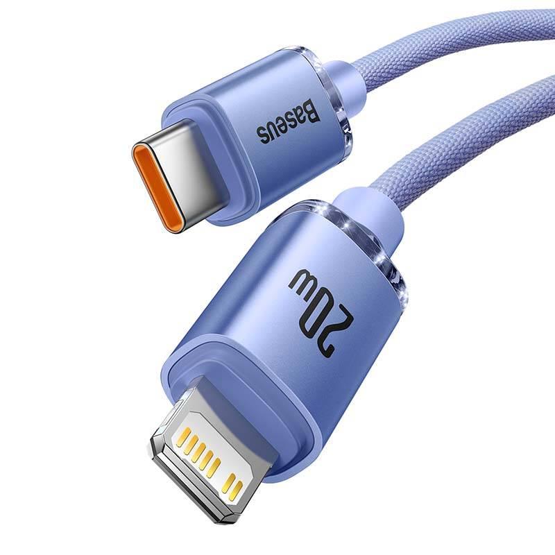 Kabel Usb-C Do Lightning Baseus Crystal, 20W, Pd, 2M (Fioletowy)