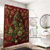 1pc red Christmas tree print waterproof shower curtain partition privacy hanging curtain, with 12 hooks, easy to install
