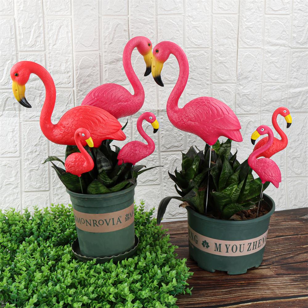 Mini Rosa Rot Klein Plastik Flamingo Hofdekoration Vogel Rasen Gartenpfahl Statue Figuren Ornament Blumentopf Pflanzgefäß
