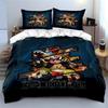One Piece Anime Bedding Set Blue Design Bedding set (1 duvet cover, 2 pillowcases, duvet not included)