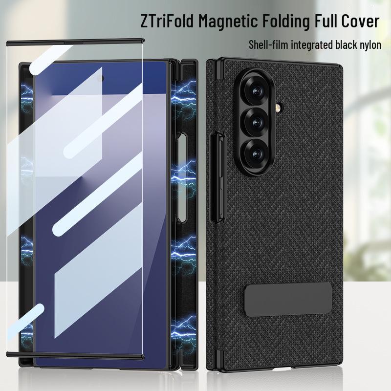 

Samsung-Z TriFold Leather Case with Magnetic Folding, Full Coverage & Rotating Stand - Nylon Phone Case Samsung ZTriFold