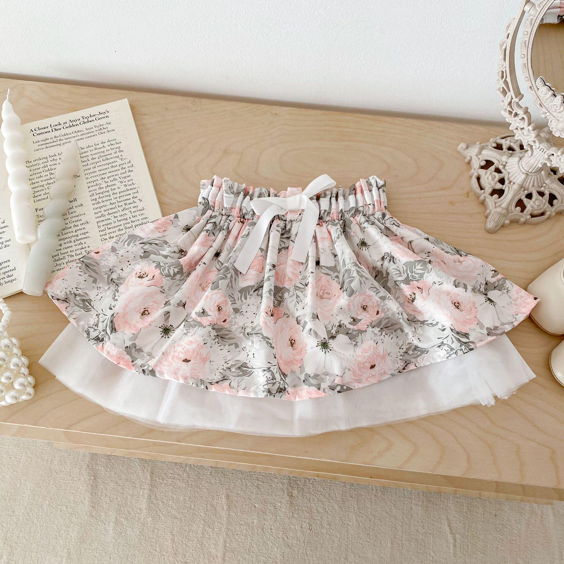 

Girls 2025 Spring Babydoll Top & Floral Skirt Set - Fresh Two-Piece Children s Dress 90 cm