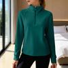 Women's Casual Fashion German Velvet Warm Solid Color Half Zip Stand Collar Long Sleeve Top
