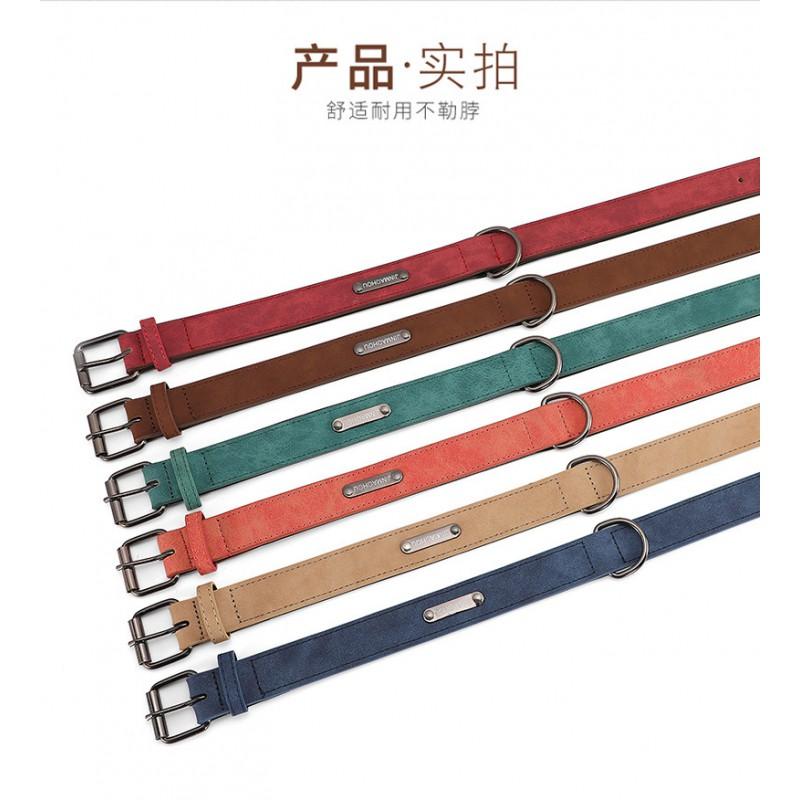 Dog Collar Leather Pet Neck Strap Small Medium Large Dogs Golden Retriever Husky Labrador