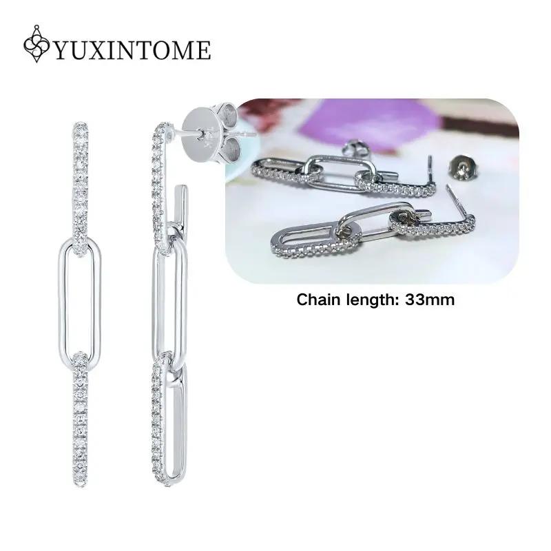 925 Silver Ear Needle Crystal White Zircon Silver Series Tassel Drop Earrings Luxury Fashion Party Jewelry Accessories