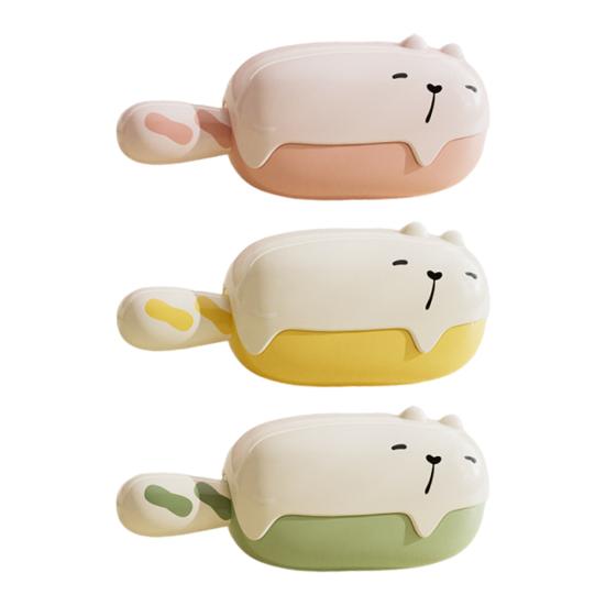 Lint Roller with Integrated Storage Box Cartoon Cat Design No Damage Pet Hair Lint Pilling Remover Reusable Cleaning Tool
