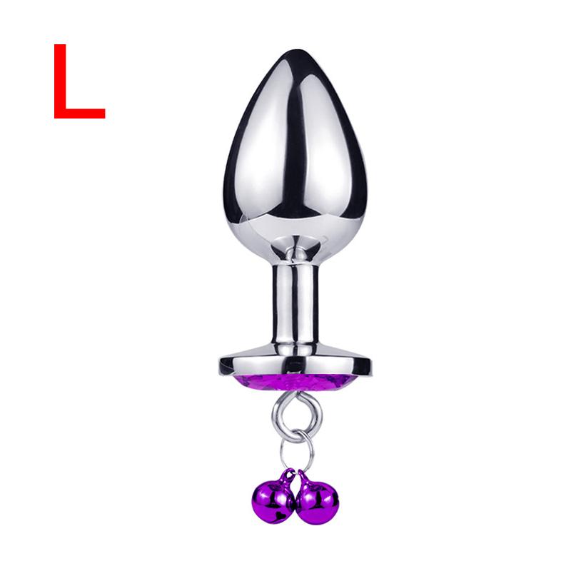 S/M/L Anal Plug Sexspielzeug Edelstahl Glattstahl Butt Plug mit Glöckchen runder Kristall Anhänger Schmuck